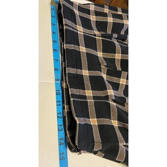 Mini Black Beige Large Plaid Skirt Lined Y2K 90s Vintage Clueless Preppy Student - Picture 5 of 13